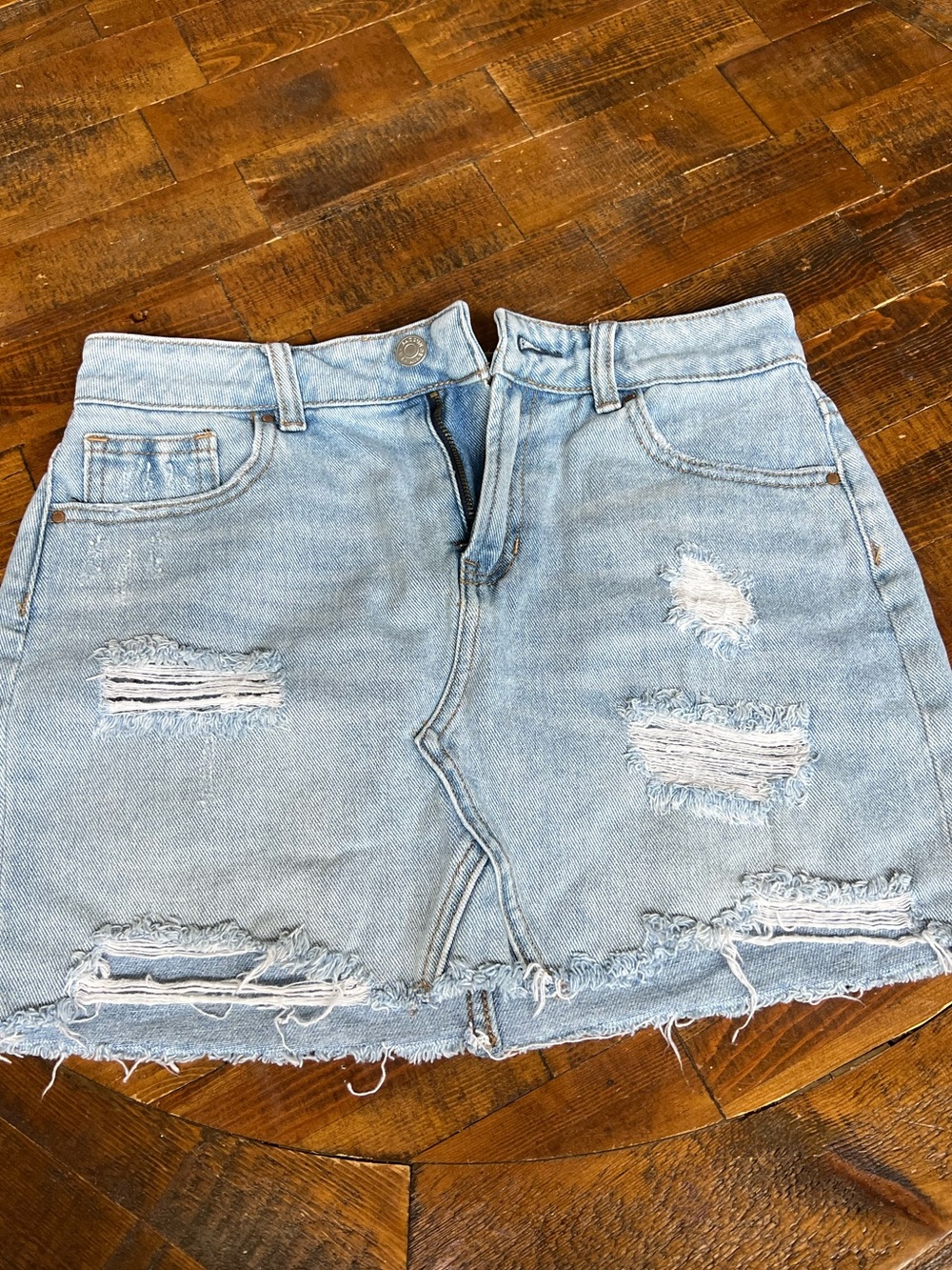 PAC Sun distressed denim skirt